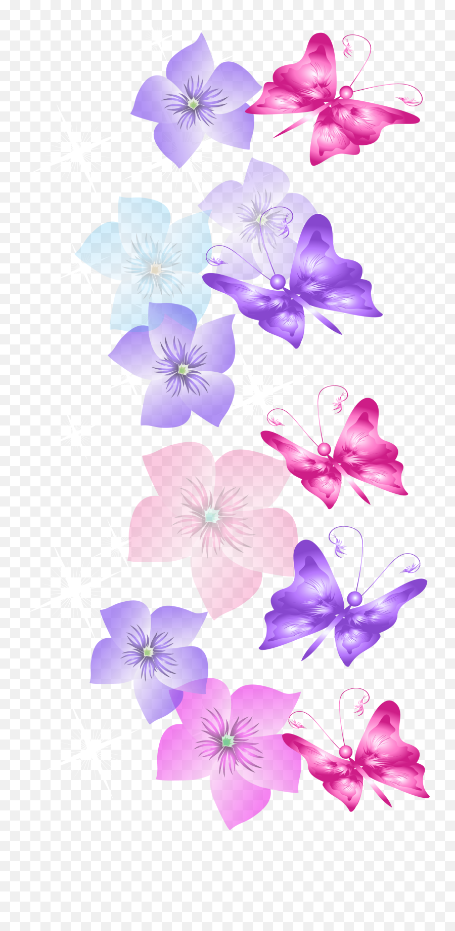 Butterflies And Flowers Decoration Png Clipart Flower - Marco Flores Y Mariposas,Decoration Png