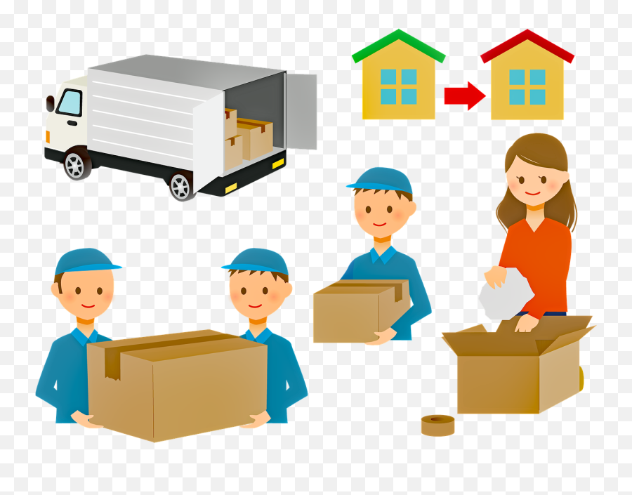 Moving Boxes Mover - Cartoon House Shifting Hd Png,Moving Truck Png - free  transparent png images 