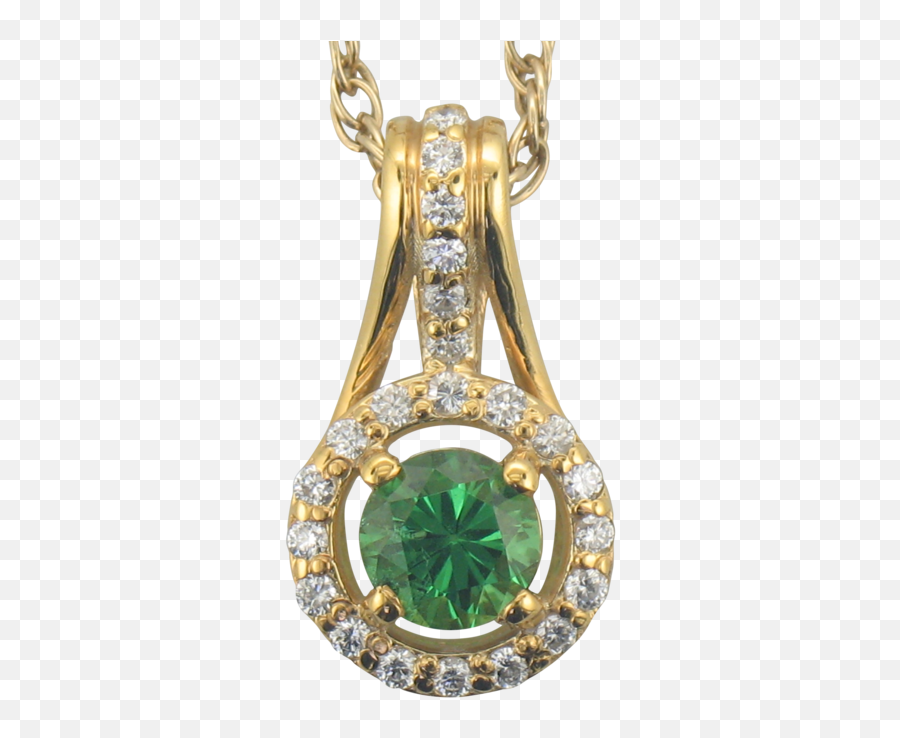 14k Yellow Gold Tsavorite Garnet Diamond Halo Pendant U2014 Scottsdale Fine Jewelers Png