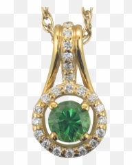 14k Yellow Gold Tsavorite Garnet Diamond Halo Pendant U2014 Scottsdale Fine Jewelers Png