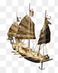 Antique Sterling Silver Chinese Junk - War Junk Chinese Ship Png,Sailing Ship Png