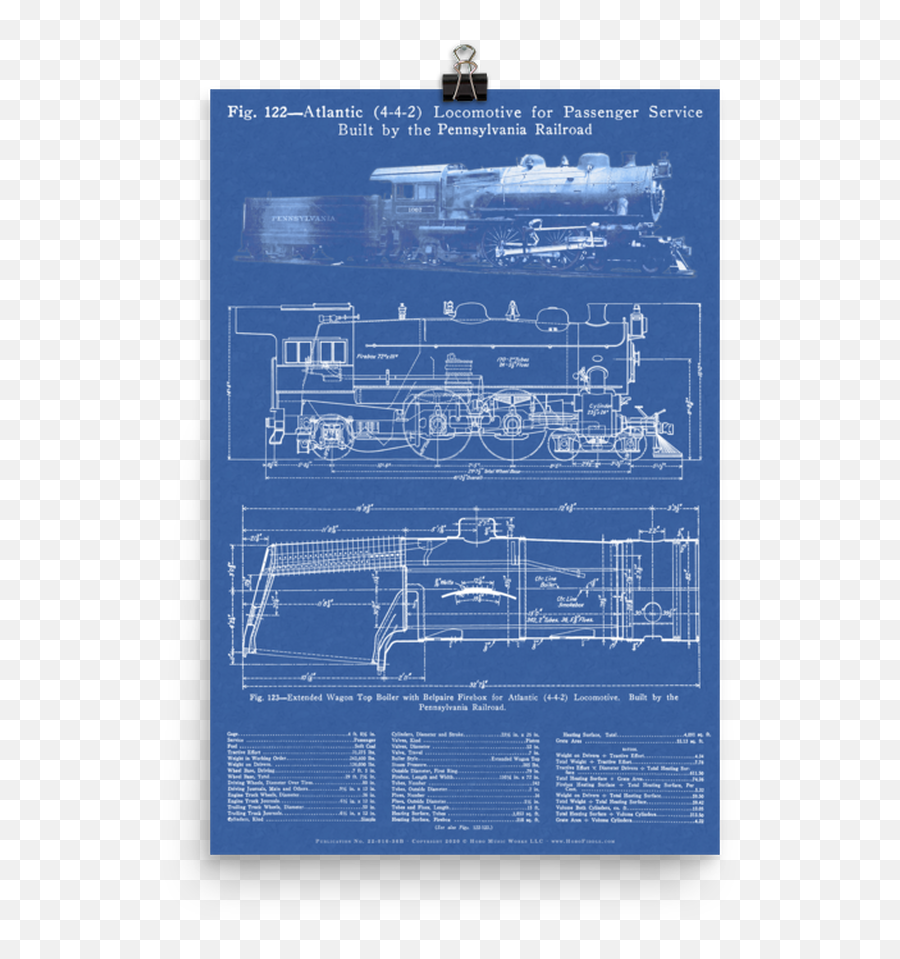 Pennsylvania Railroad 4 - 42 Atlantic Steam Locomotive Poster Blue Horizontal Png,Steam Engine Icon