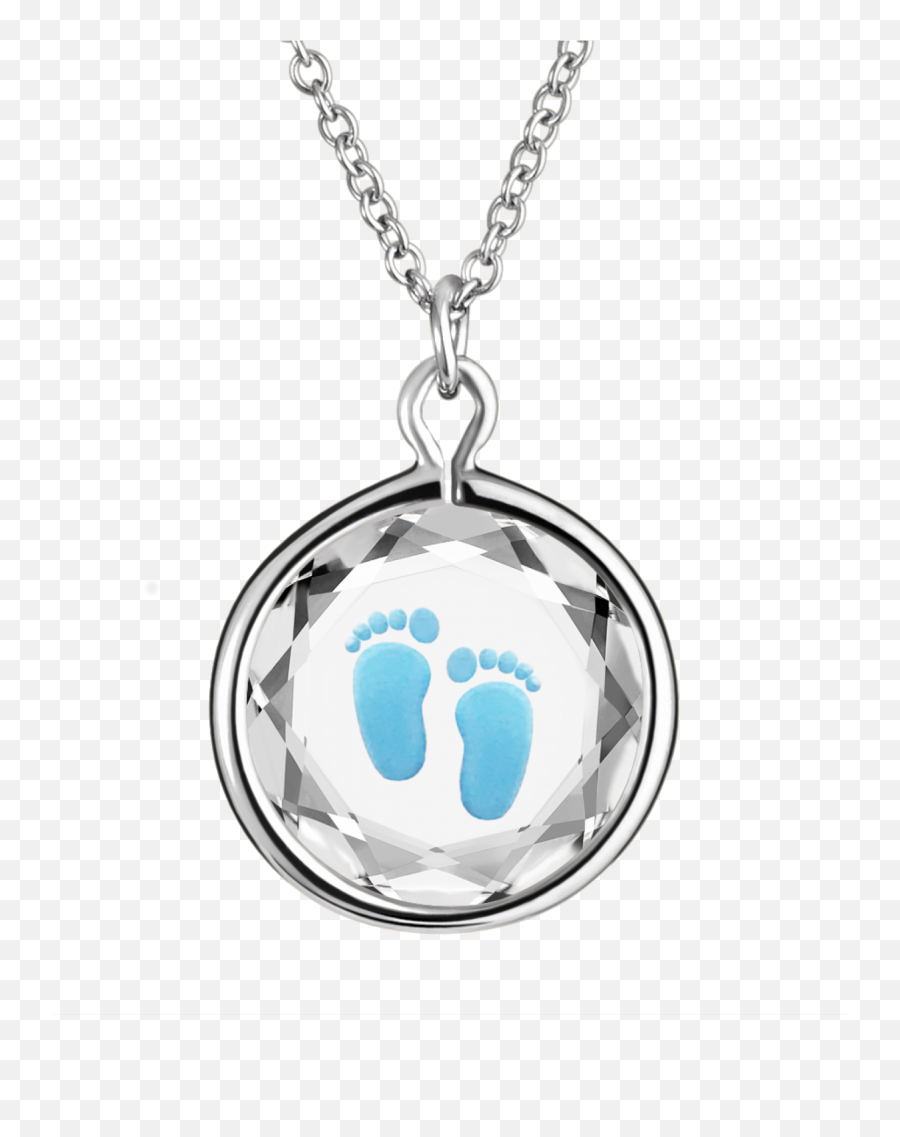Baby Footprints Enameled In Crystal Sterling Silver Pendant - Necklace Png,Baby Feet Png