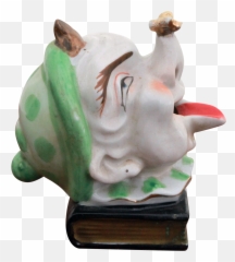 Porcelain Clown With Butterfly - Carving Png,Clown Nose Png