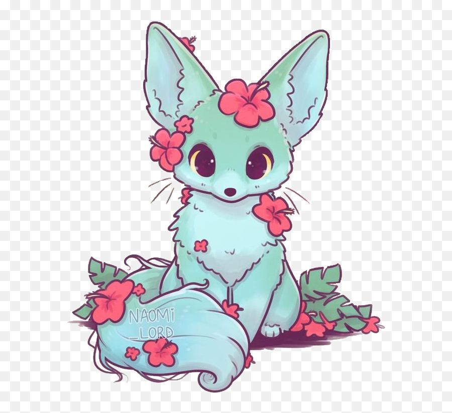 Fennec Fox Png - Naomilord Fox Fennecfox Green Floral Naomi Lord Art Png,Naomi Png