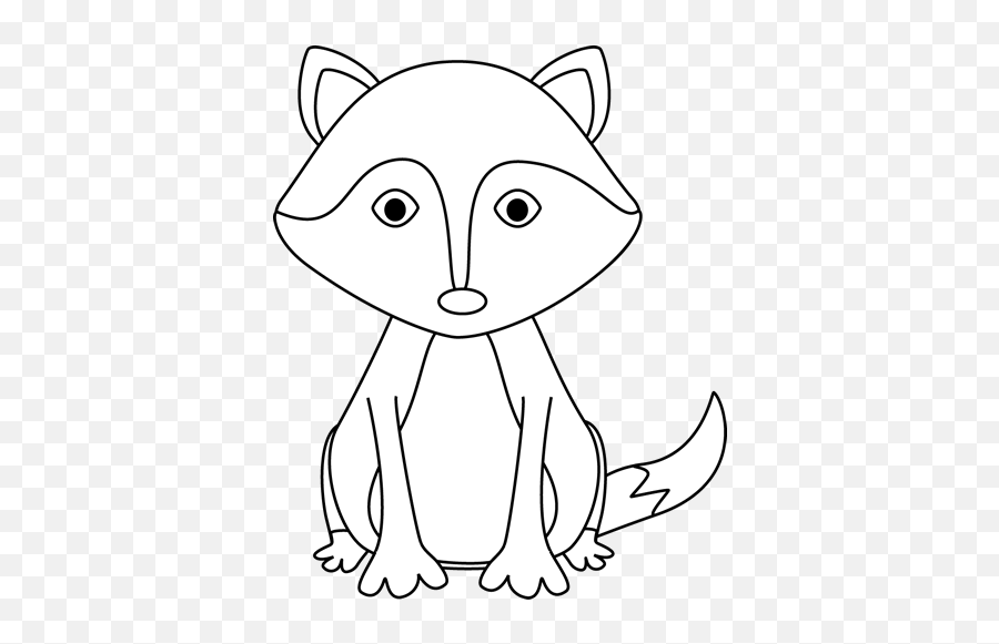 White Cute Fox Black And Clipart - Cute Fox Black And White Clipart Png,Fox Clipart Png