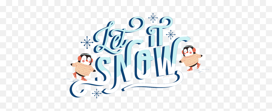 Winter Lettering Let It Snow Penguins - Transparent Png Let It Snow Lettering,Snow Transparent