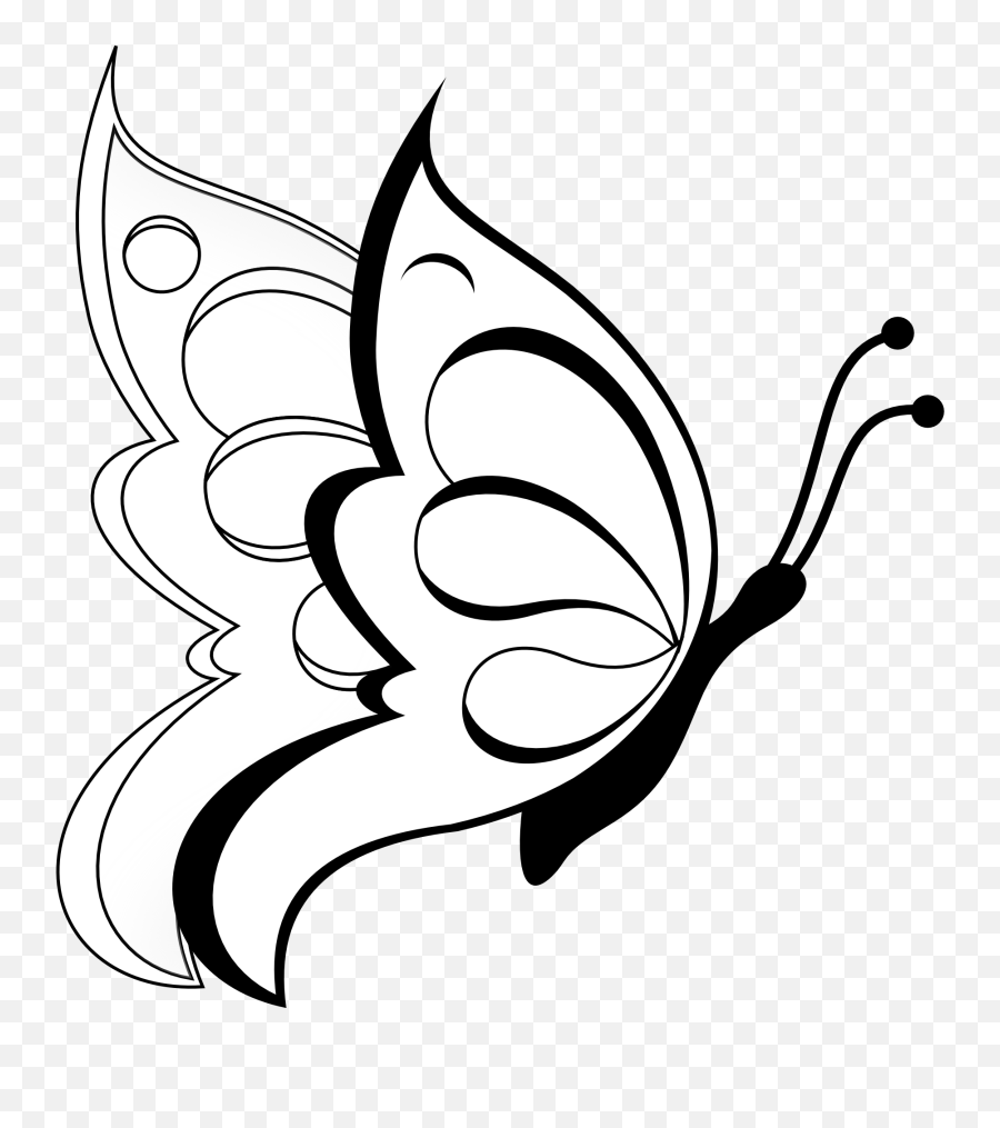 Butterflies Clipart Line Drawing - Butterfly Clipart Black And White Png,Line Drawing Png