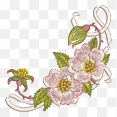 Briar And Ribbon Corner Embroidery Motif - 16 Golden Classic by Sue Box Transparent Background Textile Design png
