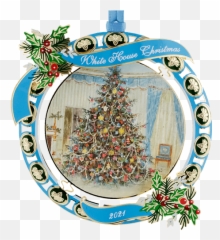 Metal Etched Custom Keepsakes Personalized Ornaments - White House Christmas 2021 png