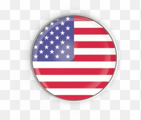 Round Button With Metal Frame - America Flag Png