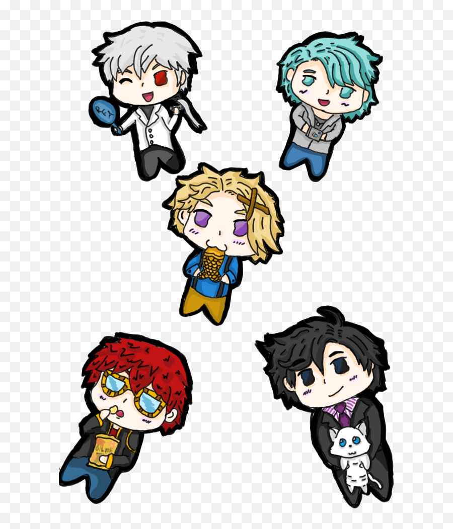 Download Mystic Messenger Yoosung Jumin Han 707 V Zen Chibis - Fictional Character Png,Mystic Messenger Transparent