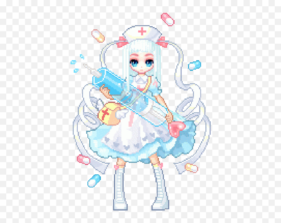 Via Tumblr Discovered - Cute Pixel Nurse Gif Png,Kawaii Pixel Transparent