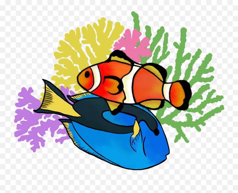 Clownfish Clown Orange Fish Findingnemo Findingdory - Nemo Fish With Coral Clipart Png,Clownfish Icon