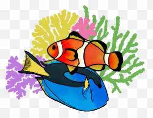 Clownfish Orange Findingnemo Findingdory - Nemo Fish With Coral Clipart png