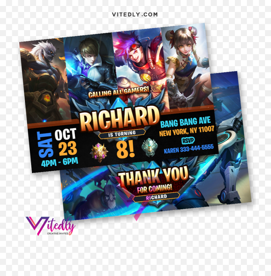 Mobile Legends Invitation With Free Thank You Card - Mobile Legends Invitation Template Png,League Of Legends Pentakill Icon