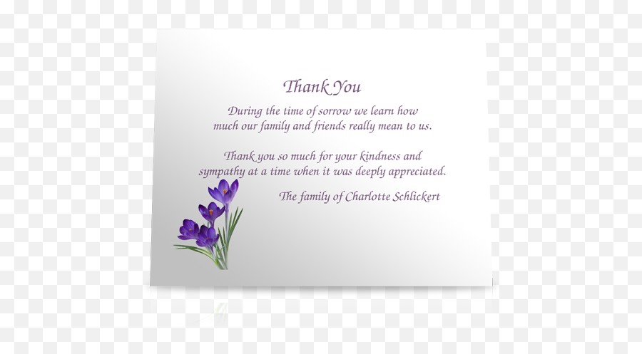 Purple Crocus Flat Sympathy Thank You Cards - Language Png,Sympathy Icon