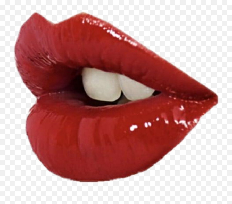 Aesthetic Red Pink Lips Teeth Glossy Glossylips - Transparent Aesthetic Red Stickers Png,Pink Lips Png
