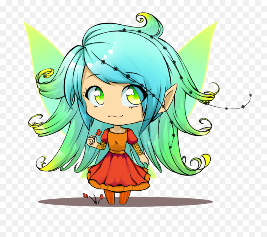 Anime Girl With Angel Wings Drawing Download - Drawing Anime Chibi Fairy Png,Girl Drawing Png