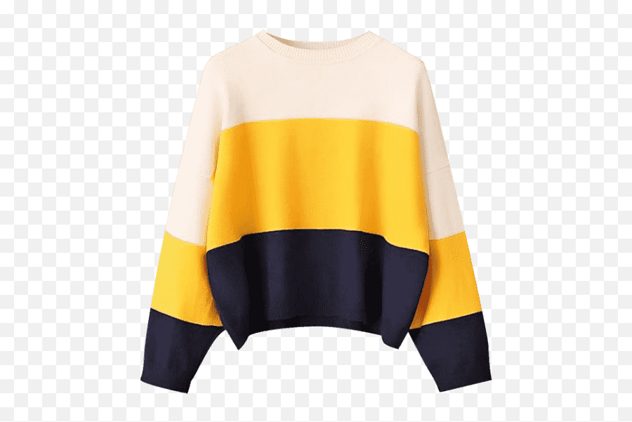 Zaful Crew Neck Color Block Cropped - Sweater Png,Sweater Png