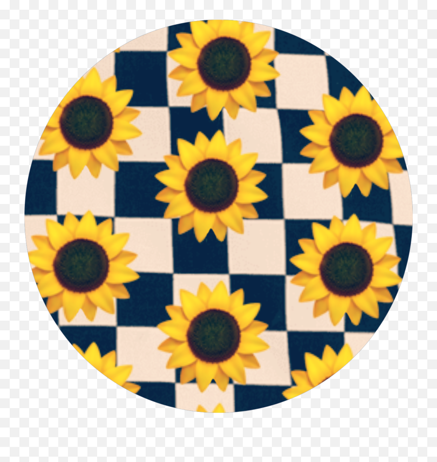 Sticker Flower Circle - Checkerboard Background With Flowers Png,Sunflower Emoji Transparent