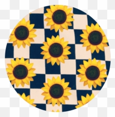 Sticker Flower Circle - Checkerboard Background With Flowers png