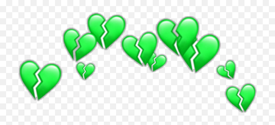 Download Transparent Heart Crown Png - Green Broken Heart Emoji,Macbook Hearts Png