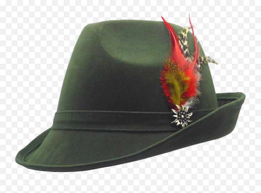 Germanic Hunter Green Hat Fedora And Edelweiss U0026 Feather - German Green Hats Png,Fedora Transparent