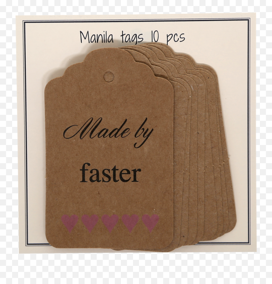 Manila Tags - 45x70 Mm Set10 Natural W Pink Hearts U0027made By Fasteru0027 Picture Frame Png,Pink Hearts Png
