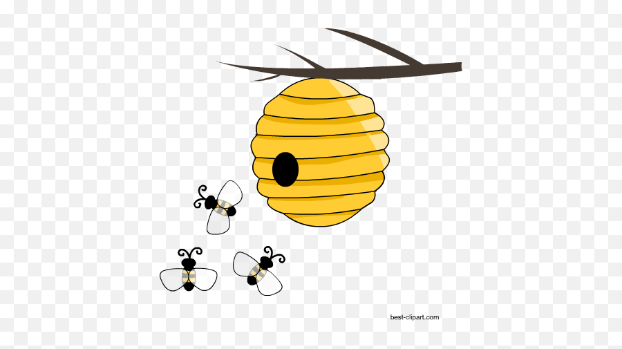 Free Honey Bee And Beehive Clip Ar - Bee Hive Clipart Transparent Background Png,Beehive Png