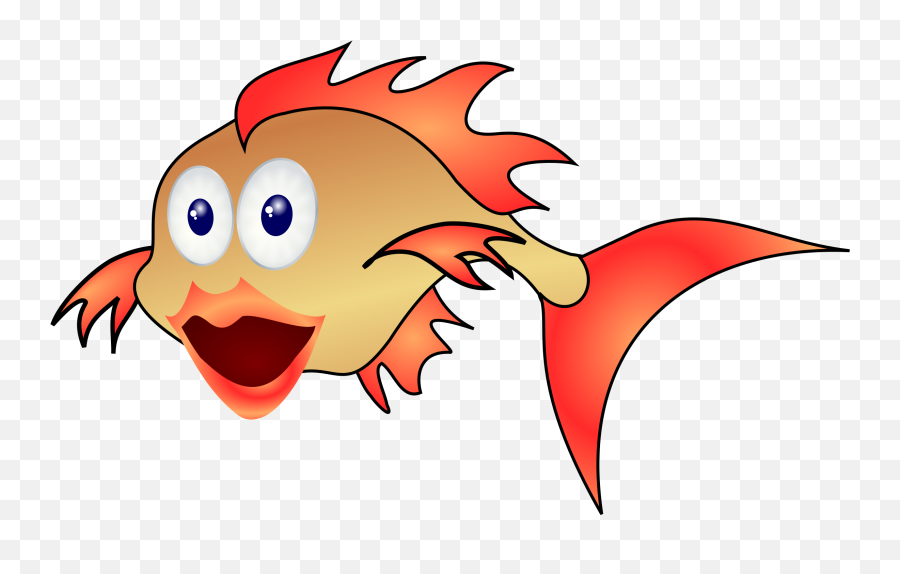 Cartoon Fish Goldfish Smile Fins Golden Border Png