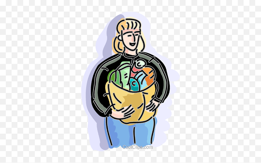 Woman Carrying Her Groceries Royalty Free Vector Clip Art - Clip Art Png,Groceries Png