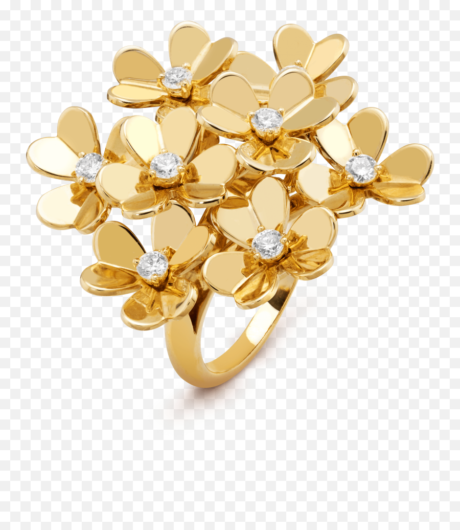 Frivole Ring 8 Flowers - Van Cleef And Arpels Flower Ring Png,Gold Flowers Png