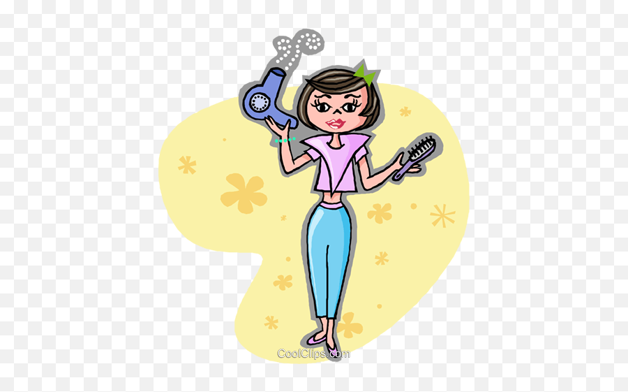 Woman With Hair Dryer And Brush Royalty Free Vector - Imagem De Secador E Escova Png,Blow Dryer Png