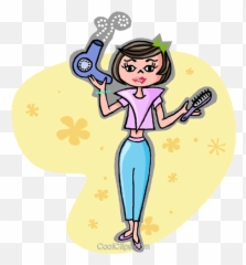 Woman With Hair Dryer And Brush Royalty Free Vector - Imagem De Secador E Escova Png,Blow Dryer Png