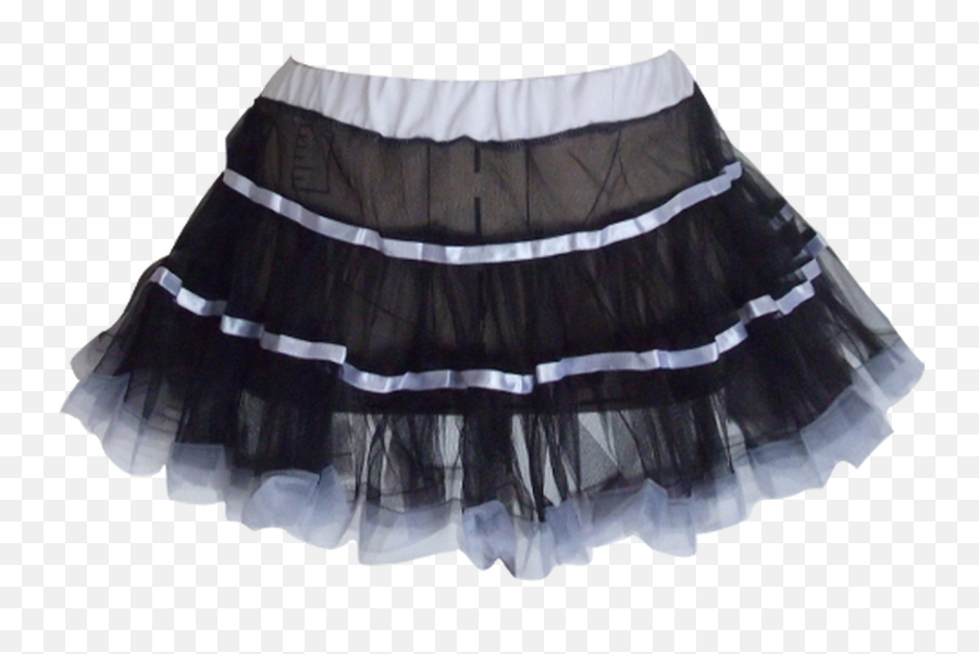 Black Frilly Petticoat With White Lace Trim - Dance Skirt Png,White Lace Png
