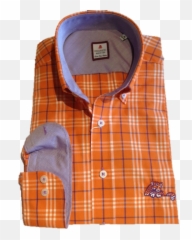 Clemson Orange Plaid Sport Shirt - Laying Tiger Logo Solid png