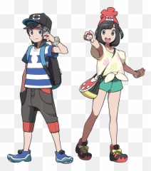 Pokemon Sun - Pokemon Sun Moon Main Character Clipart Full Pokemon Sun And Moon Main Characters Png,Pokemon Sun Logo Png
