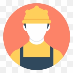 Worker Of Construction Working With A Shovel Beside Material - Icon Png