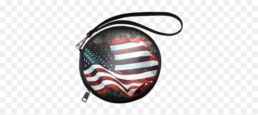 Download A Abstract Waving Usa Flag Round Makeup Bag - Bag Public Domain Royalty Free American Flag Png,Usa Flag Circle Icon