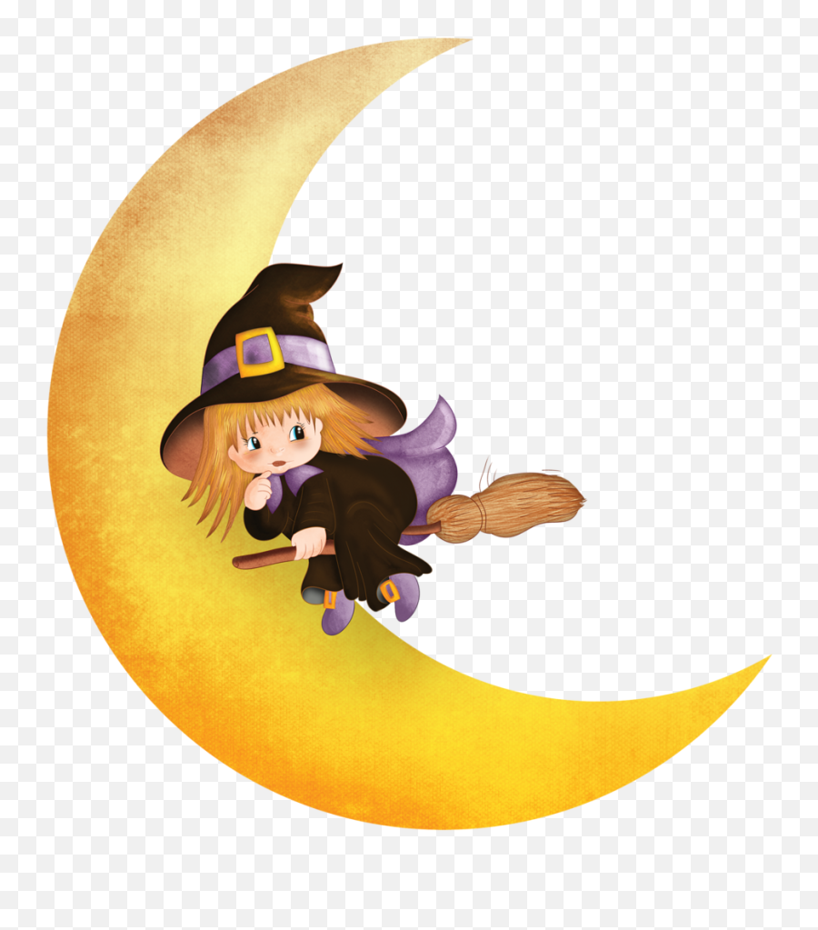 Download Gifs Halloween - Halloween Moon Witch Clipart Png Halloween Witch Clipart Png,Moon Clipart Png