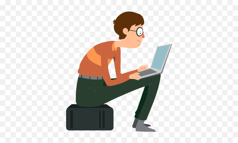 Man Glasses Notebook System Unit Trousers Belt Jersey Flat - Sitting Png,Belt Transparent Background