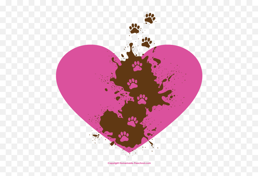 Heart Pictures Clipart Paw Print - Heart And Paw Print Png Paw Print Heart Png Transparent,Paw Print Png