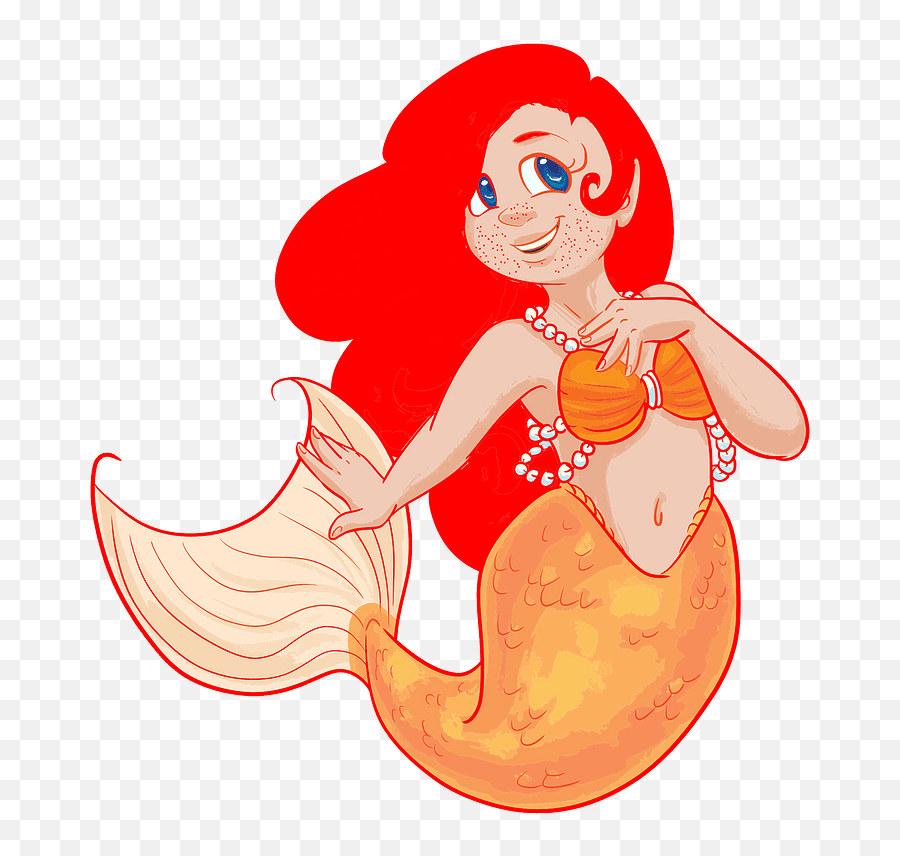 Redhead Mermaid With Freckles Clipart Free Download - Cartoon Mermaid Red Head Png,Free Mermaid Png