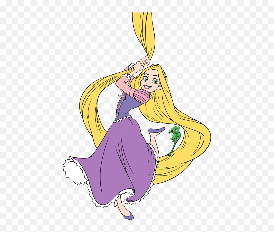 Download Hd Clip Art Disney Galore Pascal Swinging From - Rapunzel Hanging From Hair Png,Rapunzel Transparent Background