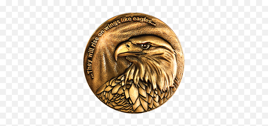 Christian Eagle Challenge Coin Scouts Gifts Antique Gold Plated American Bald U0026 Isaiah 4031 - Challenge Coin Eagle Png,Golden Eagles Logos