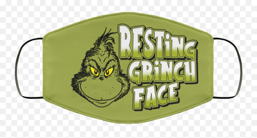 The Grinch Face Mask Resting Washable Reusable - Happy Png,Grinch Transparent