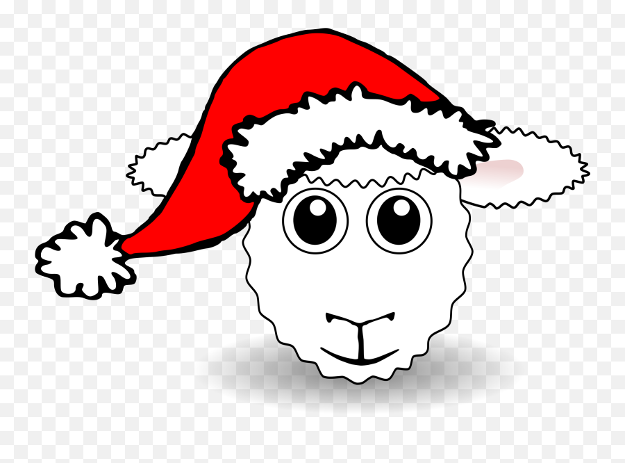 Sheep Face Cartoon With Santa Hat - Does A Sheep Say Merry Christmas Png,Santa Hat With Transparent Background