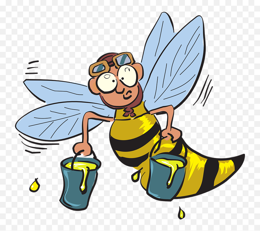 Bee Flying Holding - Worker Bees In Clip Art Png,Cartoon Bee Png