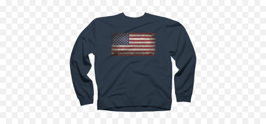 Us Flag Banner In Grungy Bu0026w Crewneck By Bruzer Design Humans - Hoodie Png,Distressed American Flag Png
